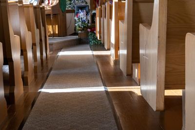 Morning light on the pews